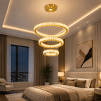 Lustre en cristal doré Versailles à LED intégrée