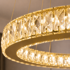 Suspension LED Versailles en cristal, finition or
