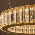 Lustre cristal ovale doré Chenonceau, style contemporain