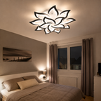Plafonnier Lotus Amboise noir mat dans une chambre