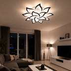 Plafonnier Lotus Amboise monté au ras du plafond, salon