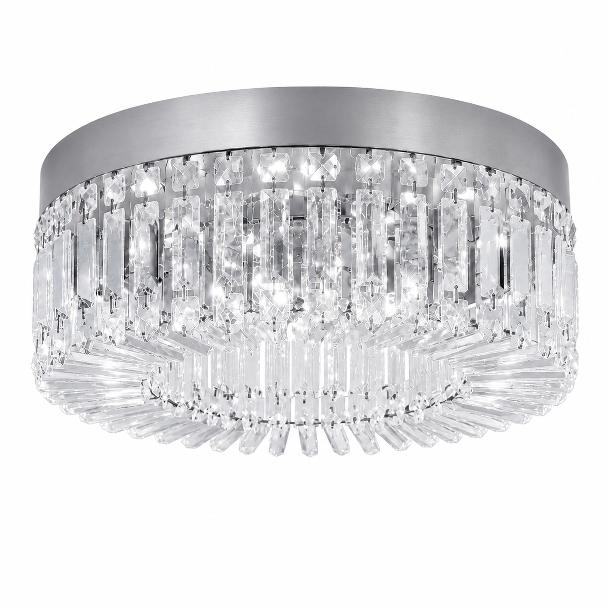 Plafonnier cristal LED Vaux-le-Vicomte argent monté au ras du plafond