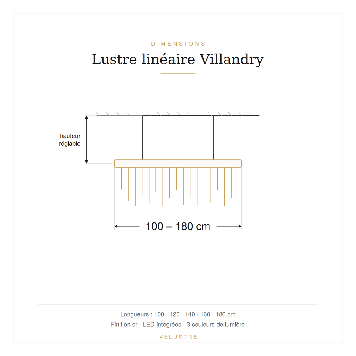 Lustre en cristal linéaire – Villandry